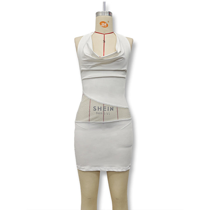 Damen Figurbetontes Minikleid mit elegantem Neckholder und raffinierter Drapierung Drune