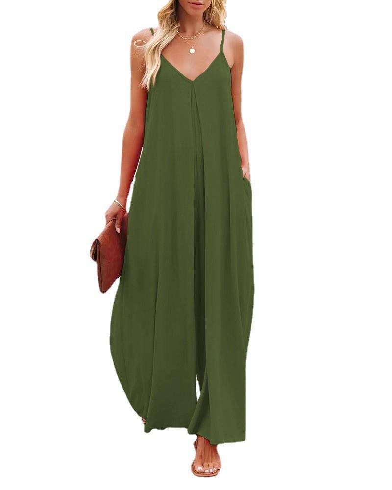 Damen Maxikleid mit schmalen Spagettiträgern und luftiger A-Linien-Silhouette Drune