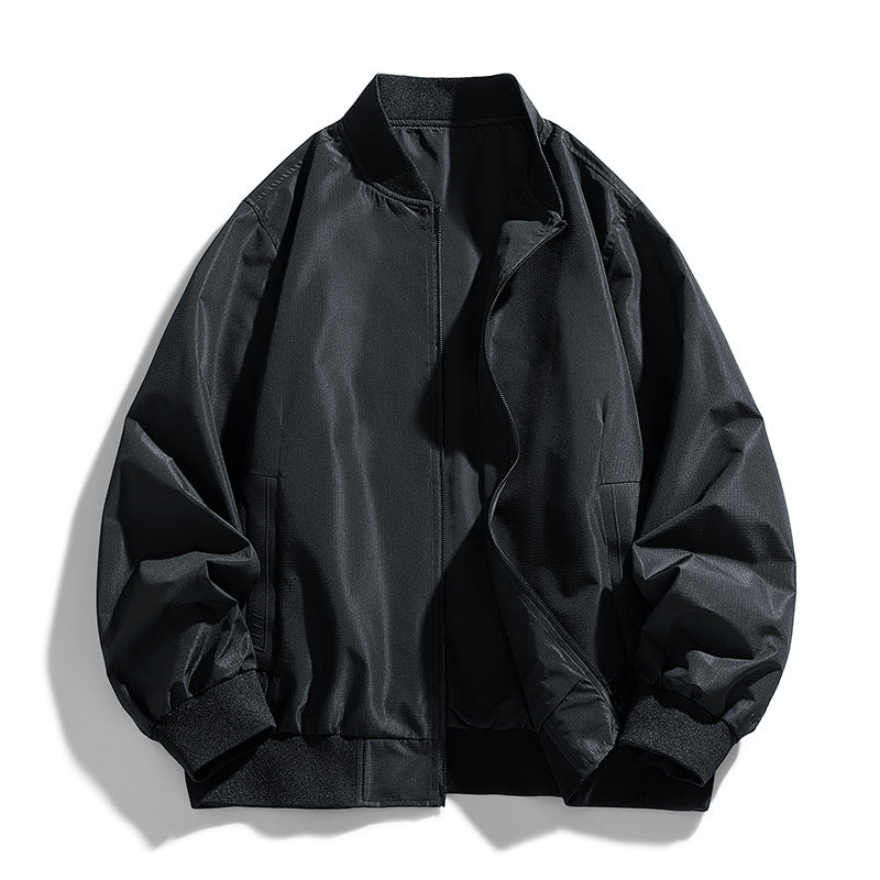 Men's  relaxed-fit zip-front utility jacket with ribbed collar elastic hem Drune