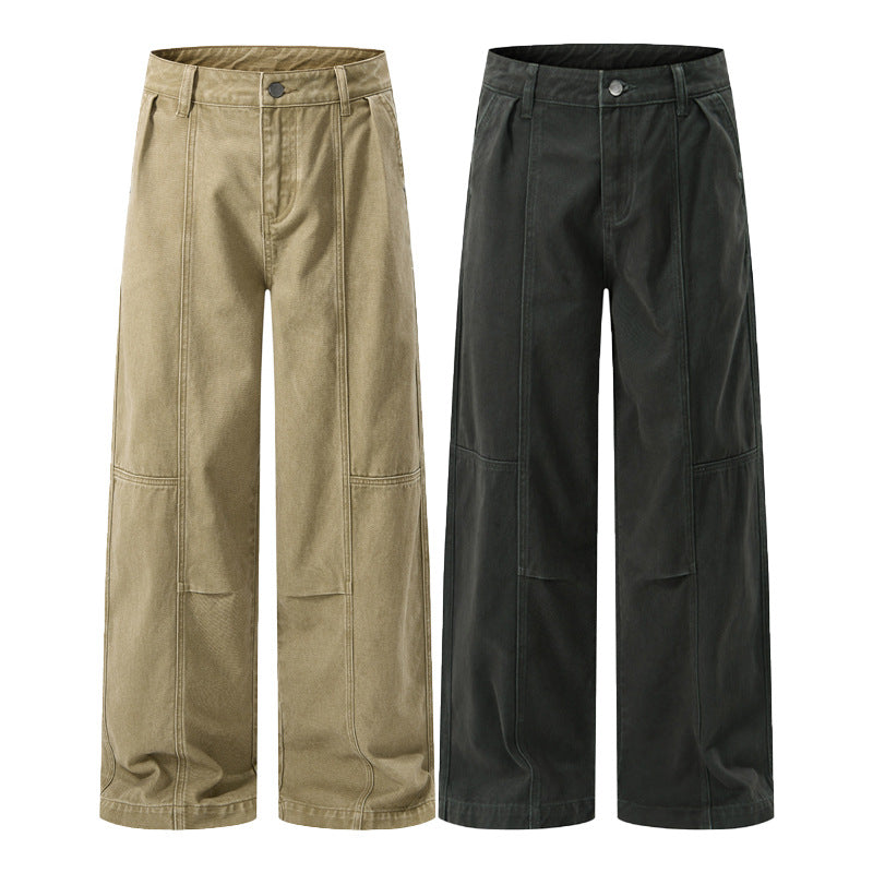 Herren Weite Paneel-Twill-Hose im Workwear-Look mit Knieabnähern Drune