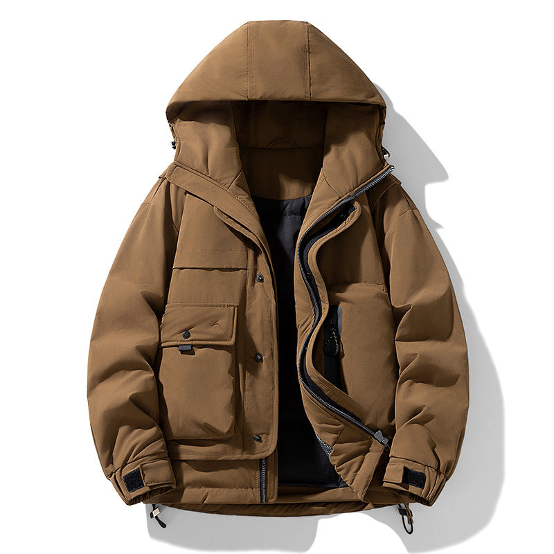 Herren wattierte Kapuzen-Fieldjacke mit Multifunktionstaschen Drune