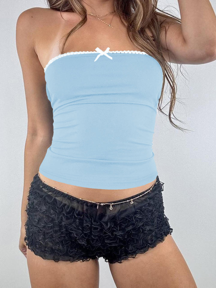 Damen Trägershirt mit Spitzenverzierung und elastischer Passform Drune