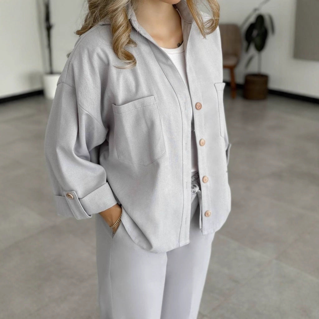 Damen lässige Hemd-Bluse Drune