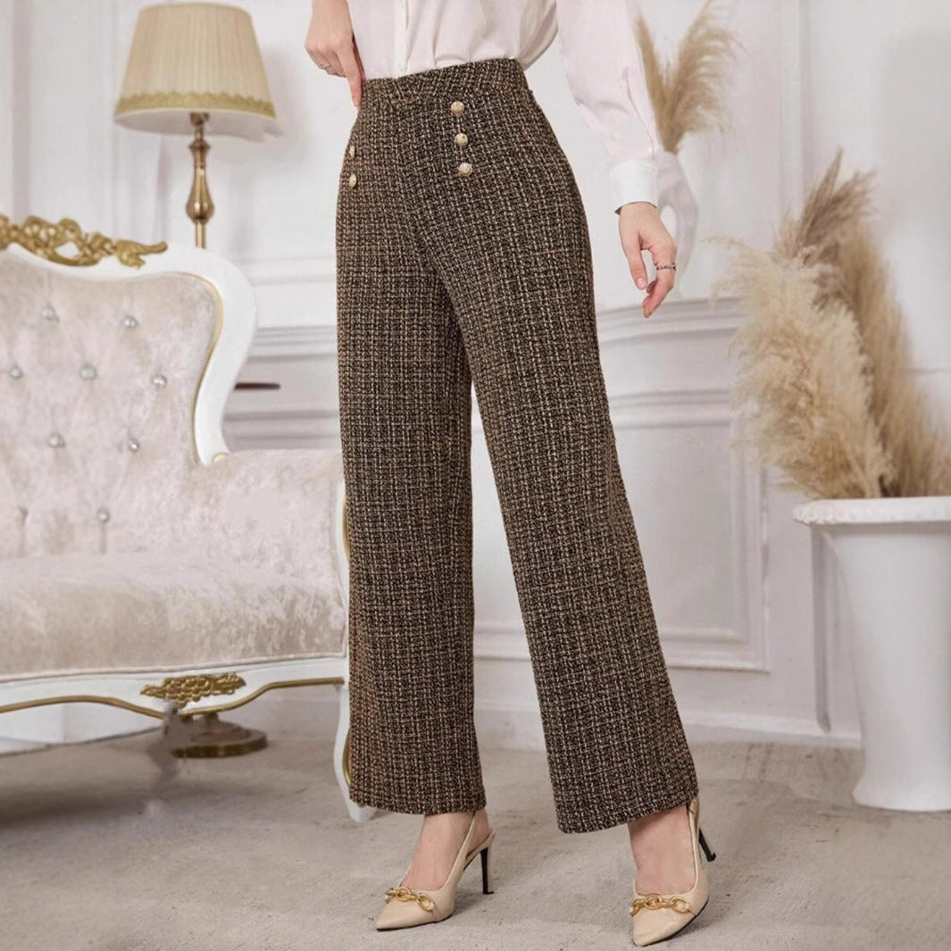 Damen Hochtaillierte Stoffhose Drune