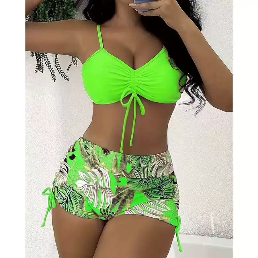 Damen Bikini-Set mit verstellbarem Oberteil und hohem Bund Drune