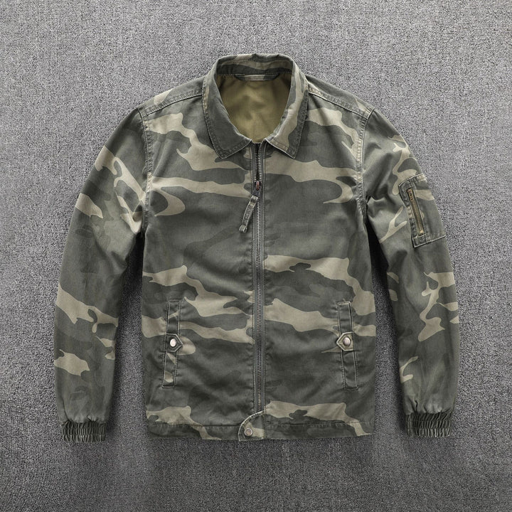 Herren Utility-Blouson im Camouflage-Muster mit Reißverschluss und Armzippertasche Drune