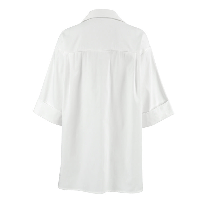 Damen Oversized Hemdbluse mit praktischen Taschen und elegantem Schnitt Drune