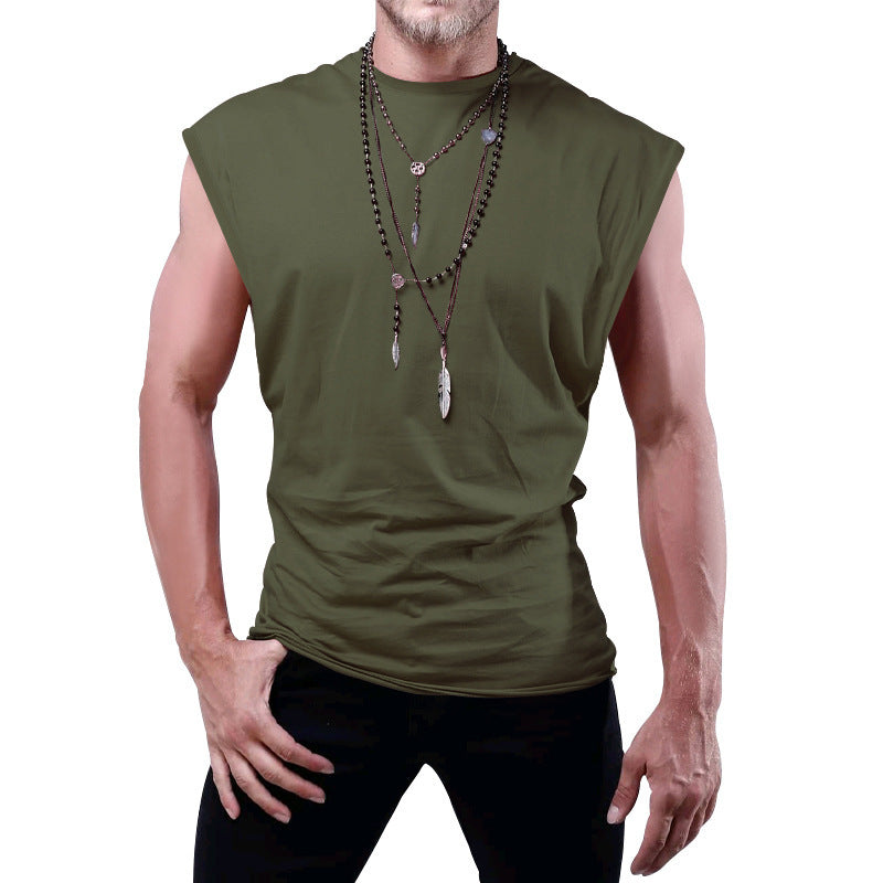 Herren nan tailliertes ärmelloses Muskelshirt aus Baumwollmix mit breiten Schulterpartien Drune