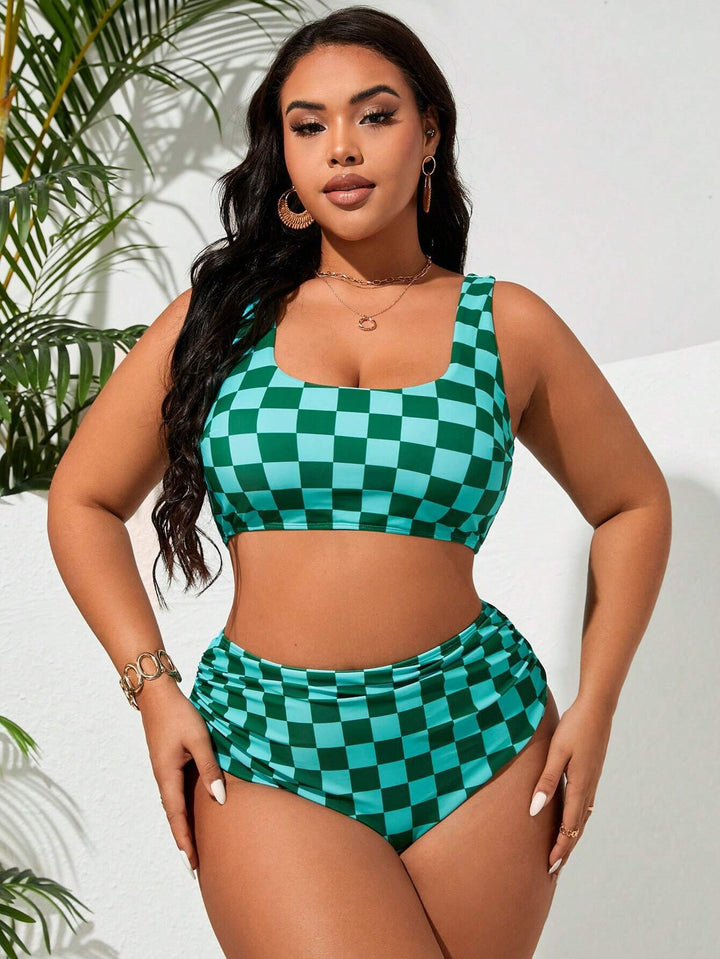 Damen Bikini-Set mit modischem Karomuster Drune