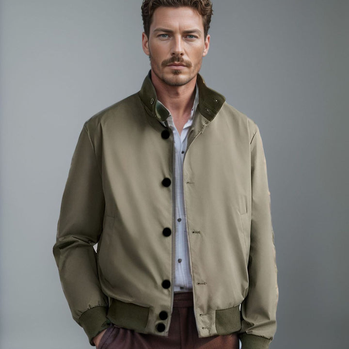 Herren Leichter Blouson mit Stehkragen, Knopfleiste und gerippten Bündchen Drune