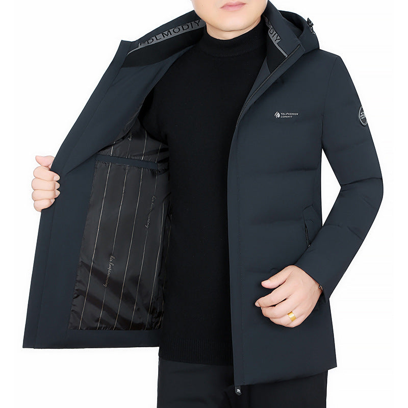 Herren Wattierter City-Mantel mit Kapuze, nahtlosem Minimaldesign und winddichter Performance-Außenhaut Drune
