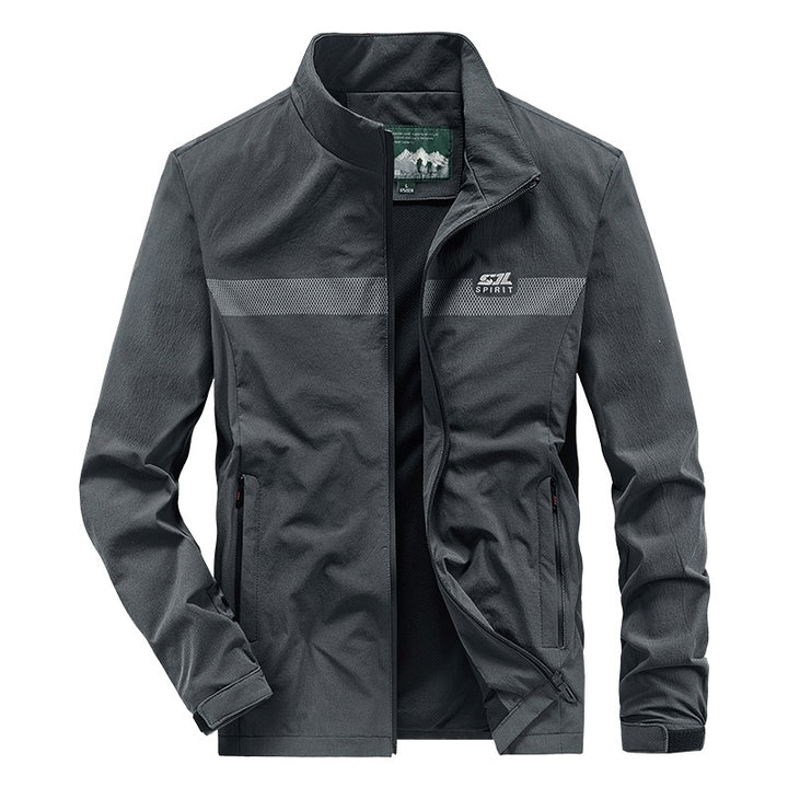 Herren Softshell‑Outdoorjacke mit Stehkragen, wind‑ und wasserabweisender Membran & reflektierendem Bruststreifen Drune