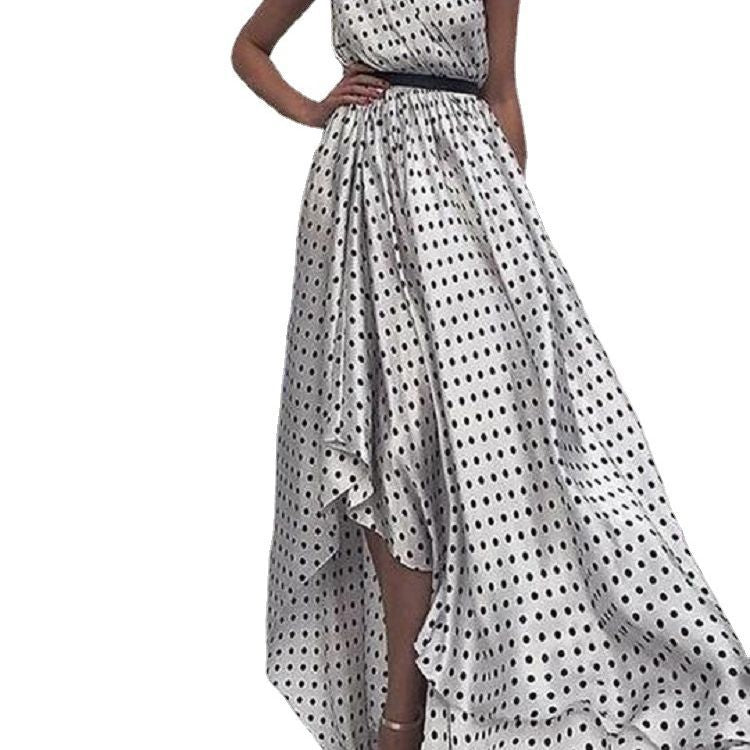 Damen elegantes Maxikleid mit tiefem Rückenausschnitt und Taillengürtel Drune