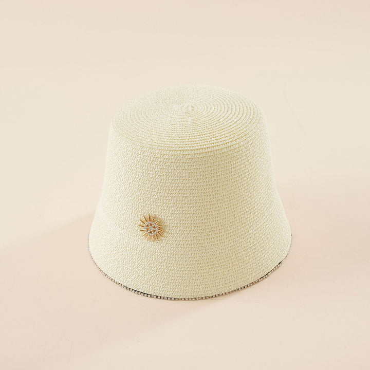 Damen Sommerlicher Strohhut mit dekorativer Blüte Drune
