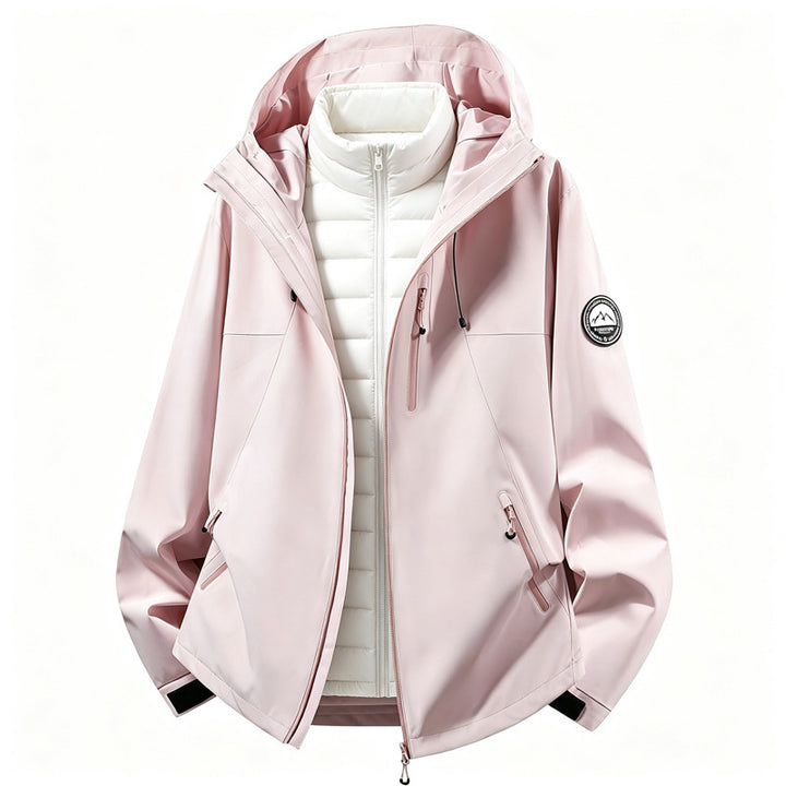 Damen kombinierbare Softshell Outdoorjacke mit abnehmbarer Steppinnenjacke Drune