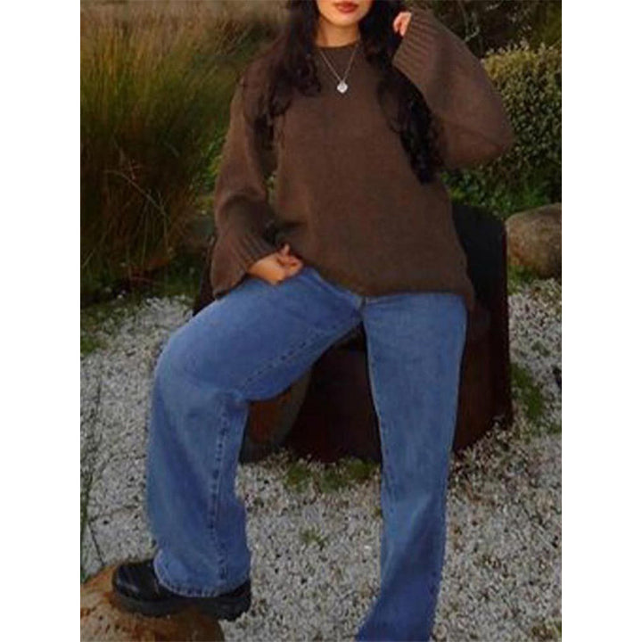 Damen Oversized Strickpullover mit weitem Schnitt Drune
