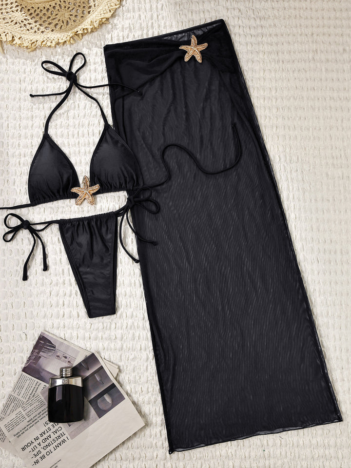 Damen Bikiniset mit transparentem Strandüberwurf Drune