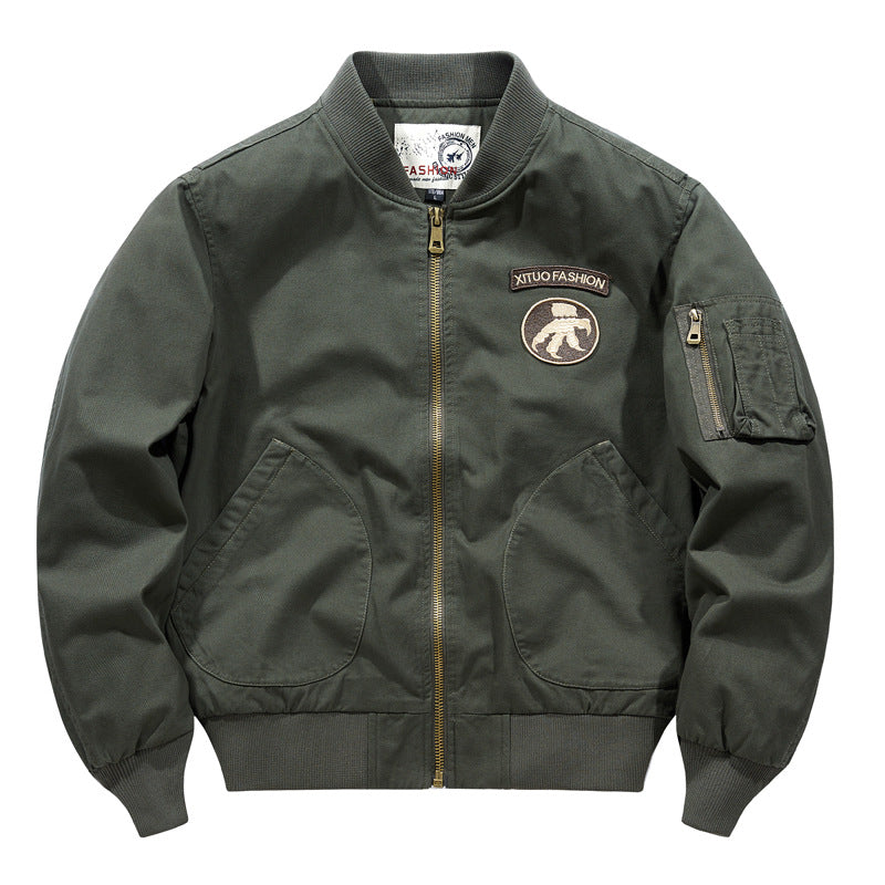 Herren  Baumwoll-Twill Aviator-Stil Bomberjacke mit geschwungenen Handtaschen Drune