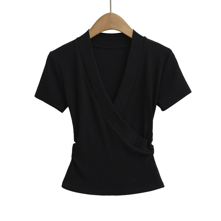 Damen Wickeloberteil mit elegantem V-Ausschnitt und figurbetonendem Schnitt Drune