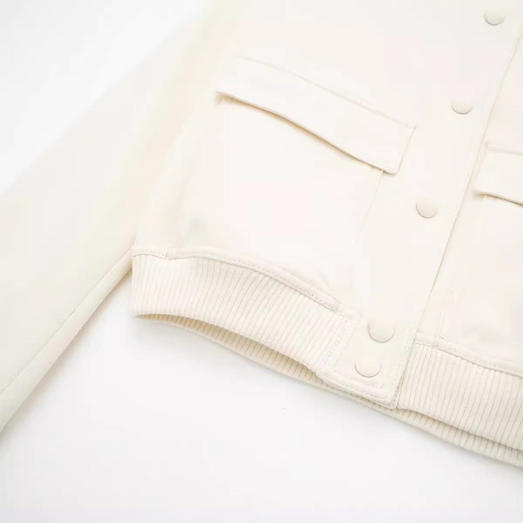 Damen Kurze Boxy‑Blousonjacke mit verdeckten Druckknöpfen, Pattentaschen und geripptem Saum Drune