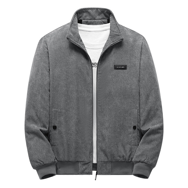 Herren Modische Cordjacke mit Stehkragen Drune