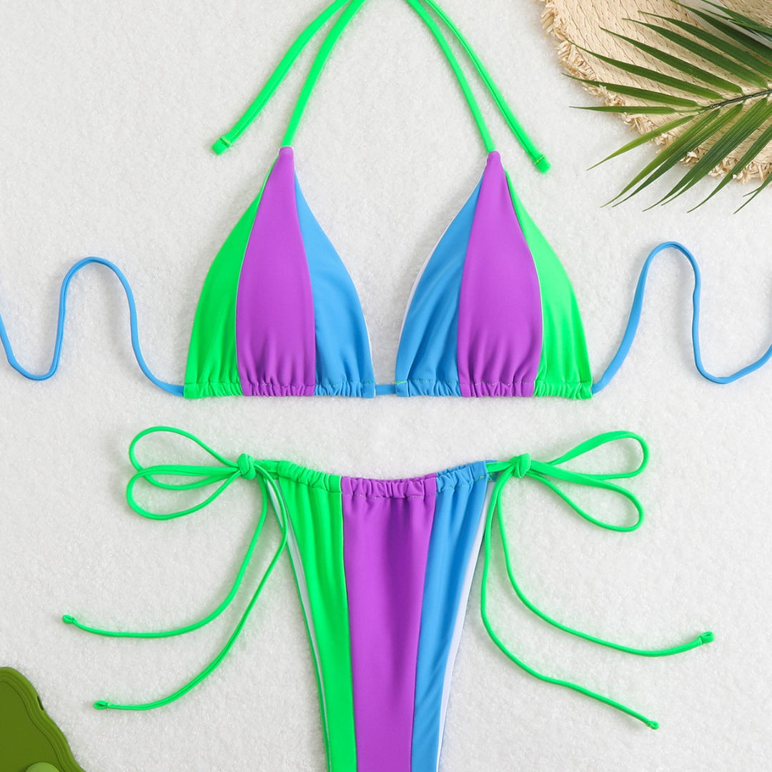 Damen Bikini-Set mit trendy Farbblock-Design und verstellbaren Bändchen Drune