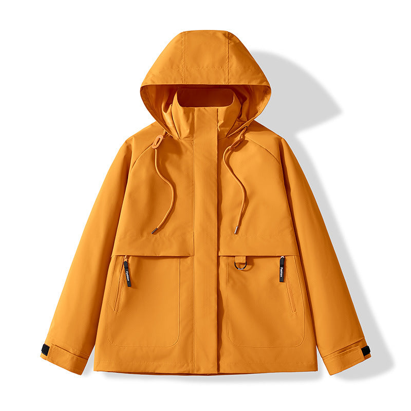 Herren Minimalistische Funktions-Kapuzenjacke mit verdeckten Reißverschlusstaschen & Kordelzug Drune