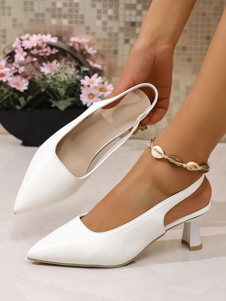 Damen Elegante Slingback‑Pumps mit spitzer Kappe, konischem Mittelhoch‑Absatz und elastischem Fersenriemen Drune