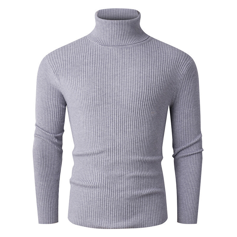 Herren nan taillierter Rippen-Strick Rollkragenpullover Slim Fit Drune