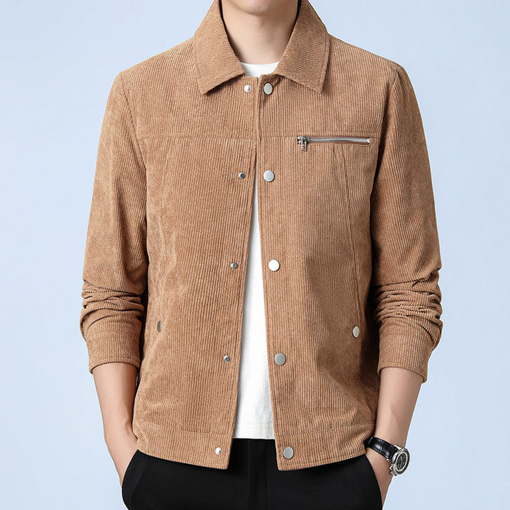 Herren Cord‑Overshirt aus Breitcord mit Druckknopf‑Front und Zipper‑Brusttasche Drune