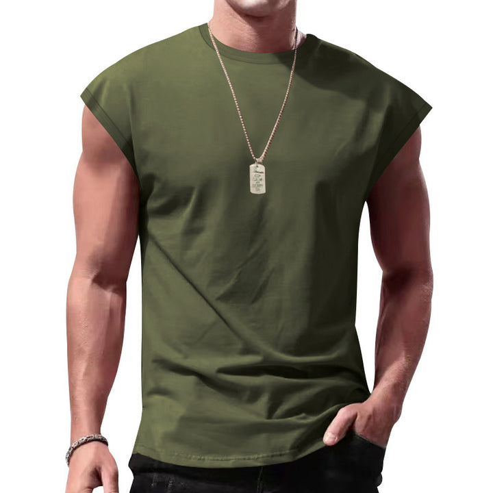 Herren nan lockeres ärmelloses Muskelshirt aus Baumwolljersey mit überschnittener Schulterpartie Drune