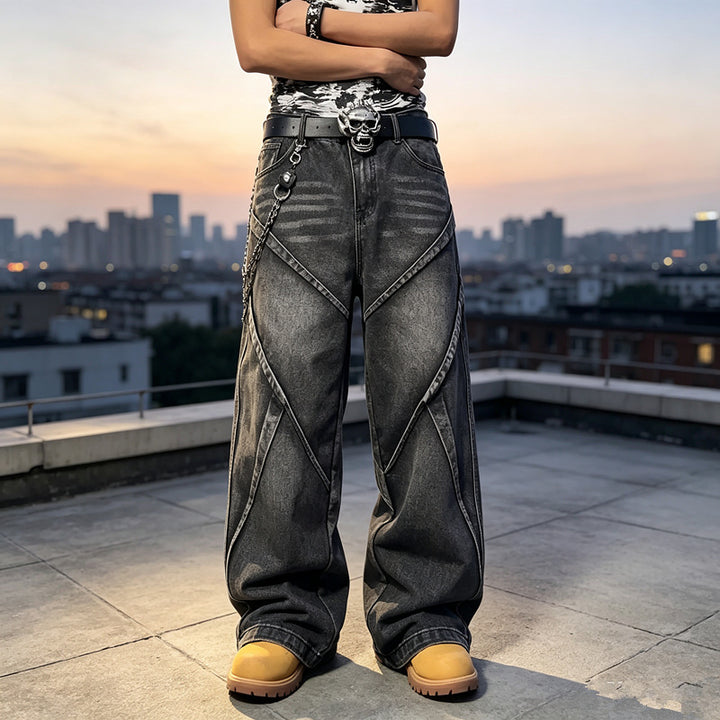 Damen Modische Baggy-Jeans mit einzigartigen Nähte Drune