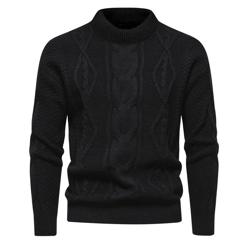 Herren Feinstrick-Pullover mit kurzem Stehkragen und Zopfstrickstruktur Drune
