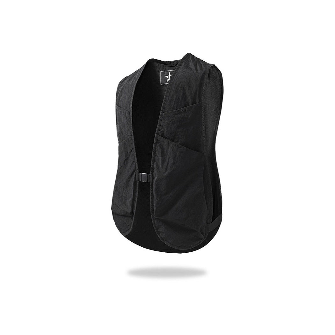 Unisex Leichte Utility-Weste mit Mesh-Rücken und Mehrfachfronttaschen Drune