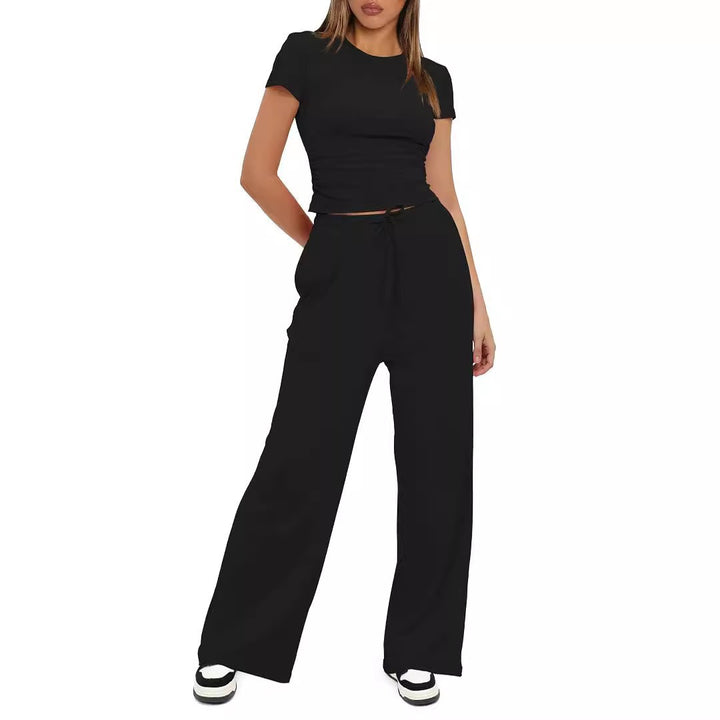 Damen Lässiges Lounge-Set mit weitem Oberteil und bequemen Hosen Drune