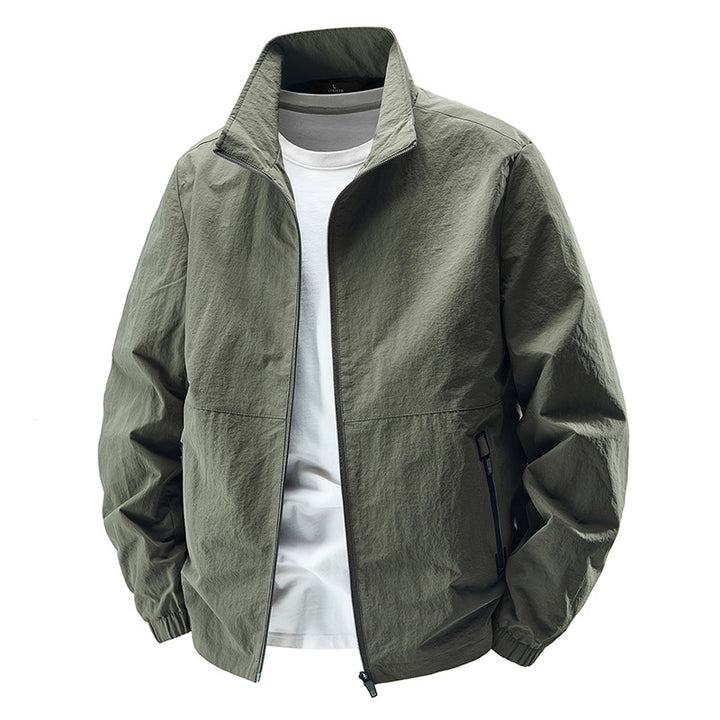 Herren Leichte Wind- und wasserabweisende Freizeitjacke mit Stehkragen und Reißverschlusstaschen Drune