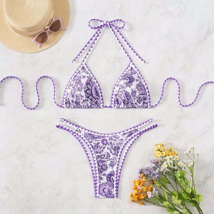 Damen Triangel-Bikini mit feinem Dekor Drune