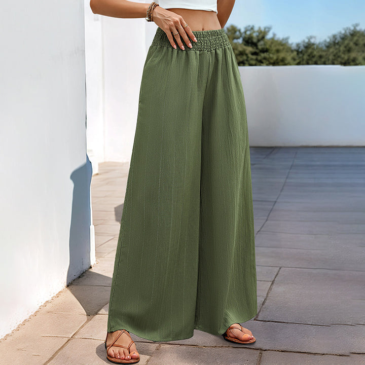 Damen Leichte Palazzo-Hose mit hohem Smokbund und fließender Weite Drune