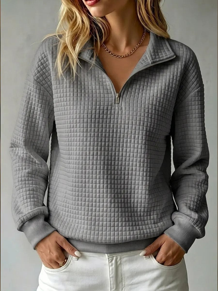Damen Stepp-Fleece-Pullover mit halbem Reißverschluss und Stehkragen Drune