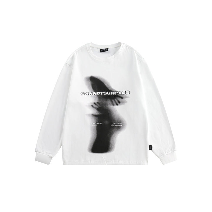 Unisex Oversize-Langarmshirt mit surrealem Photoprint und gerippten Bündchen Drune