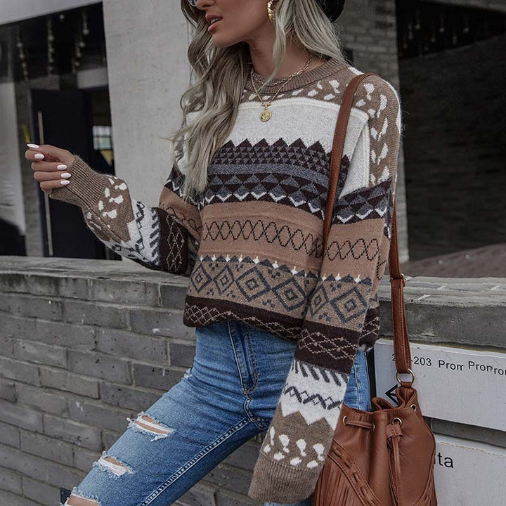 Drune | Geometrischer Strickpullover Mit Stilvollem Muster