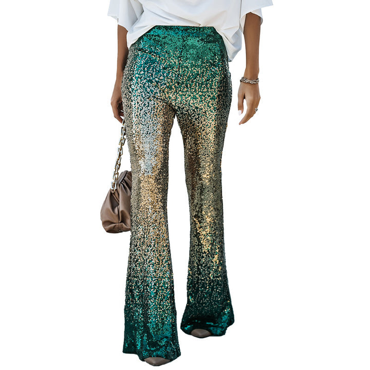 Damen Glitzernde Schlaghose mit luxuriösem Pailletten-Muster Drune