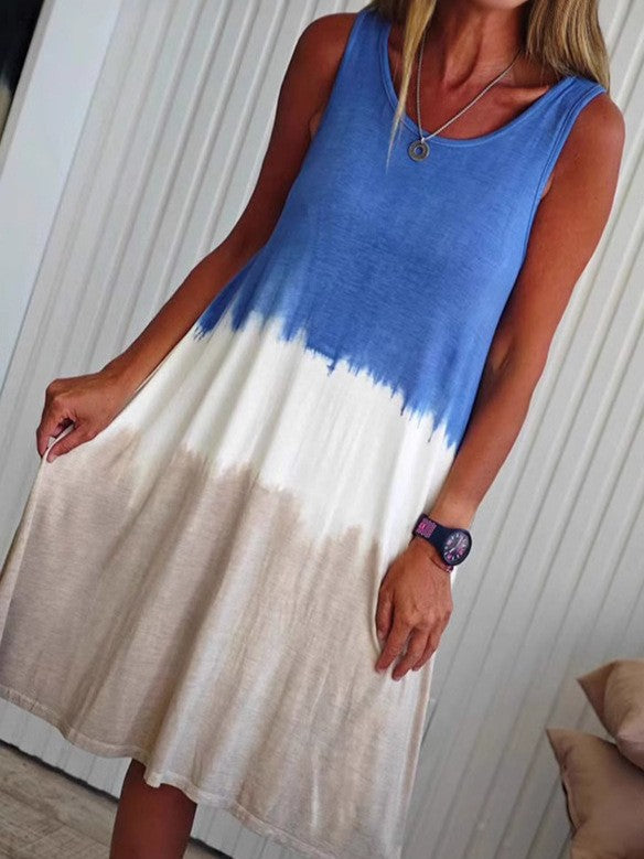 Damen nan ärmelloses Swingkleid aus softem Jersey mit fließendem Farbübergang und ausgestellter Silhouette Drune