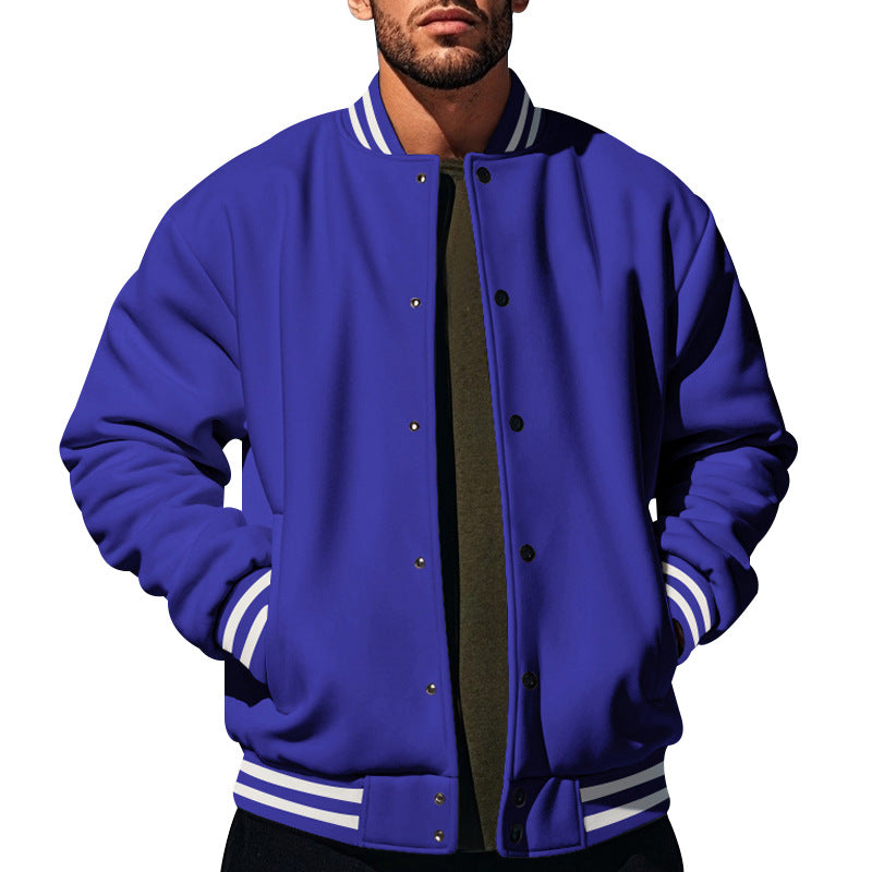 Herren nan schlanke Collegejacke im Collegestil mit Druckknopfleiste und kontrastierenden Rippbündchen Drune