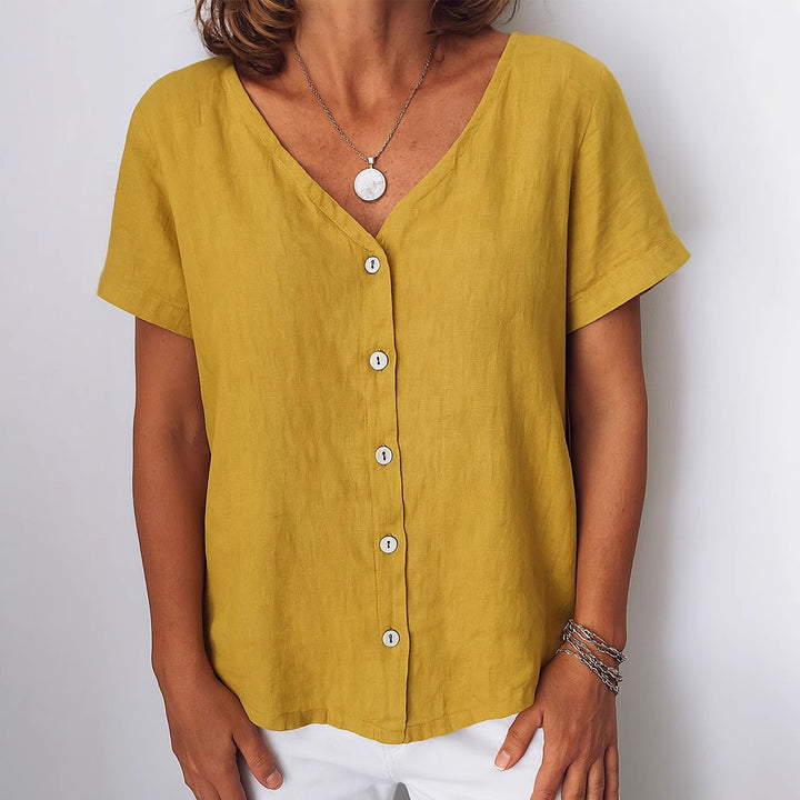 Damen Leinenbluse mit Knopfdetails Drune