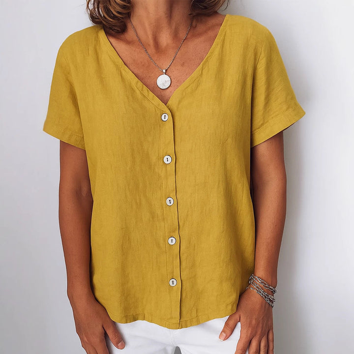 Damen Leinenbluse mit Knopfdetails Drune
