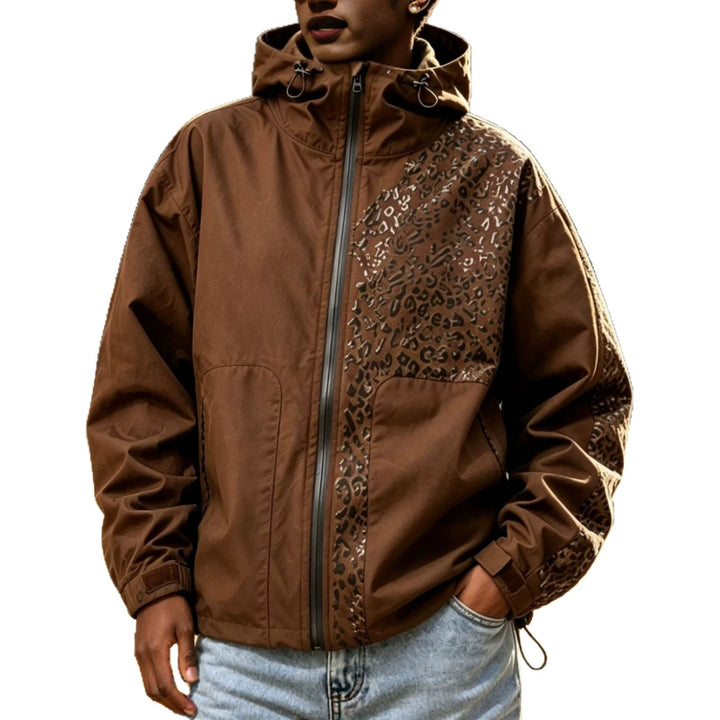 Damen Modische Jacke mit Kapuze und Tierdruck