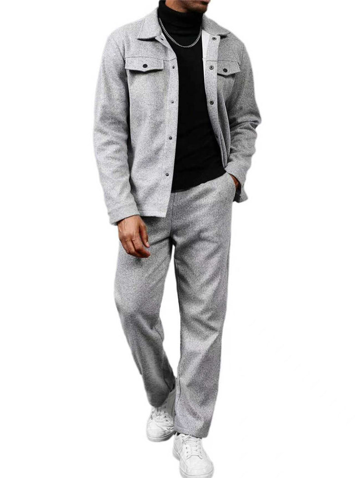 Herren nan zweiteiliges Overshirt- und Relaxhose-Set aus weichem Baumwollfrottee mit Druckknopfleiste und Tunnelzug Drune
