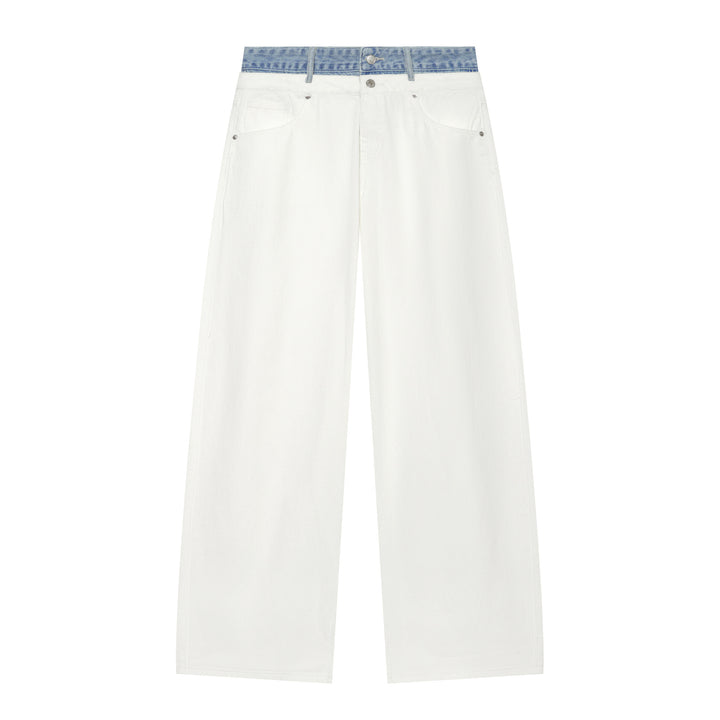 Damen Cropped-Jeans mit weitem Bein und kontrastierendem Bund Drune