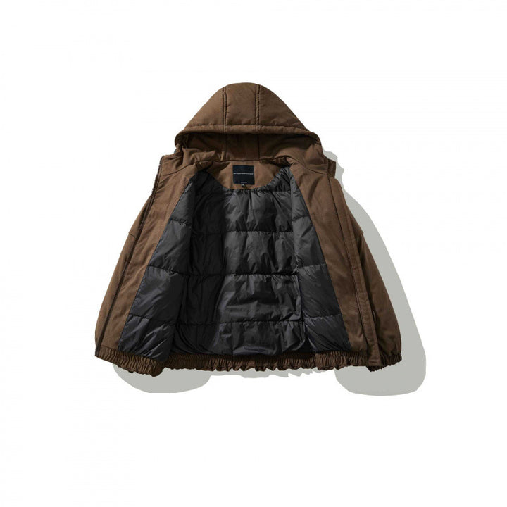 Unisex Oversize Stepp-Bomberjacke mit hoher Kapuze, geformten Pattentaschen und elastischem Saum Drune